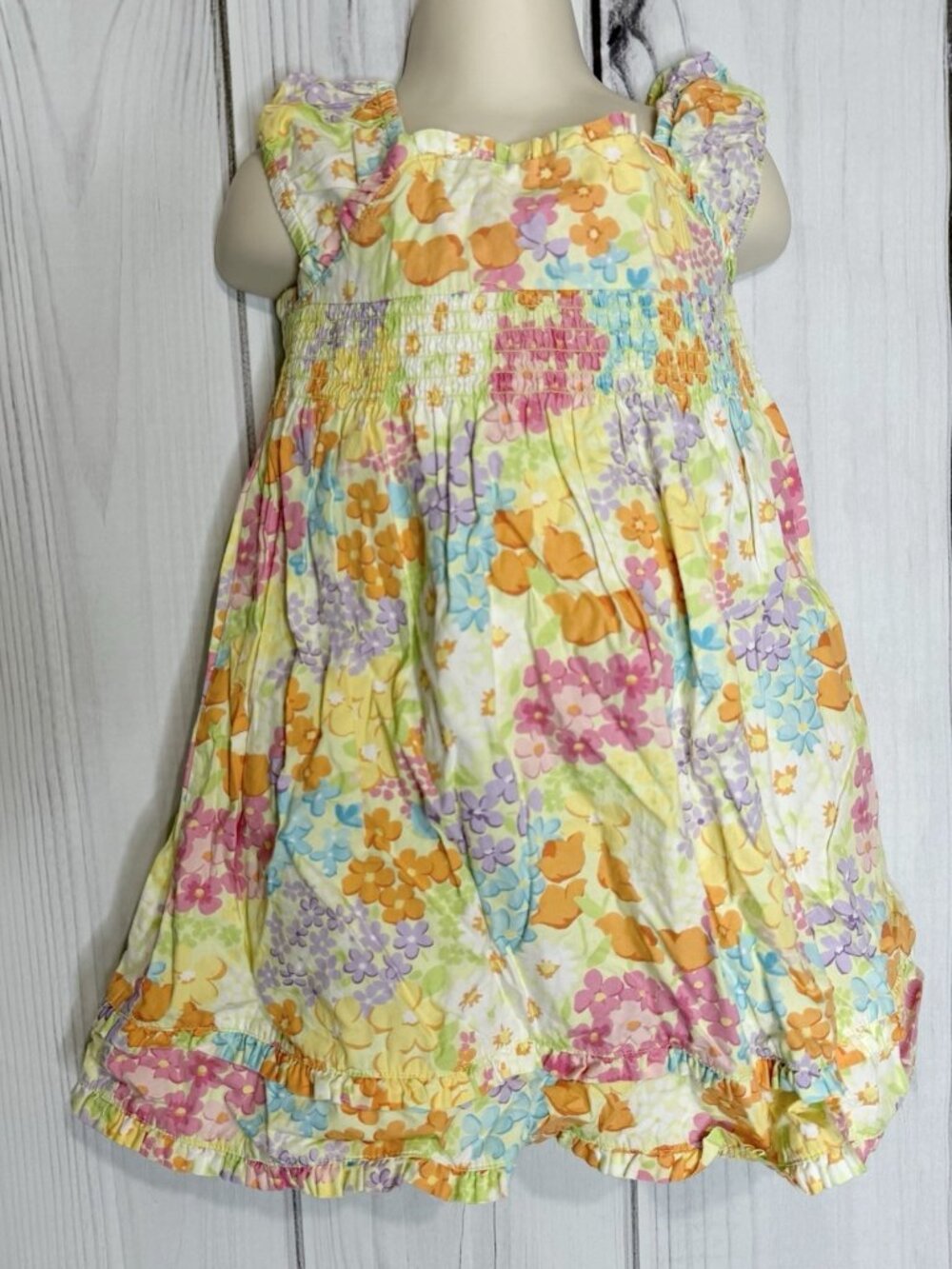 Gymboree Toddler Girls Multicolor Floral Cotton Sleeveless Dress Sz 3T Smocked